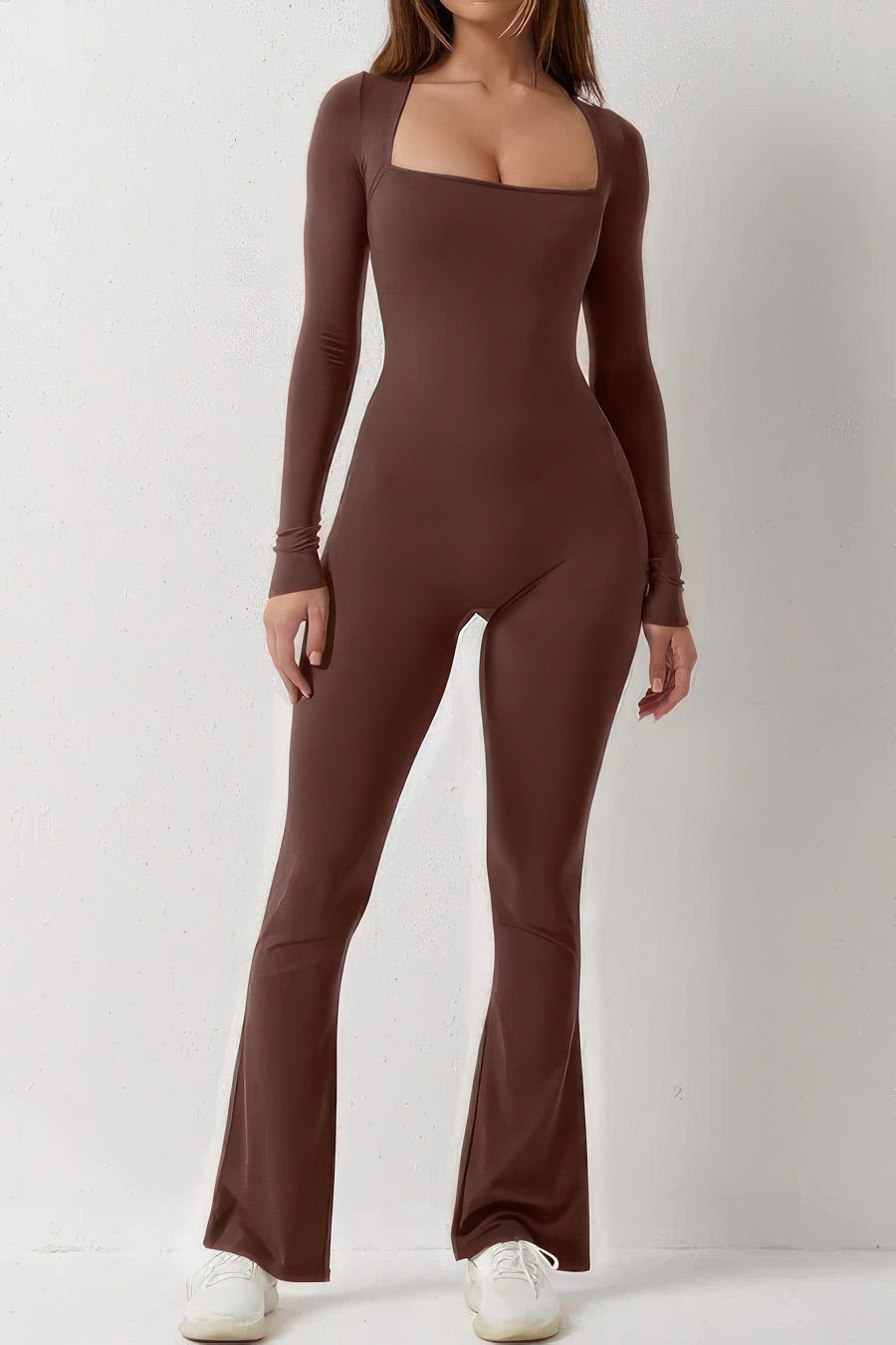 Square Neck Long Sleeved Jumpsuit